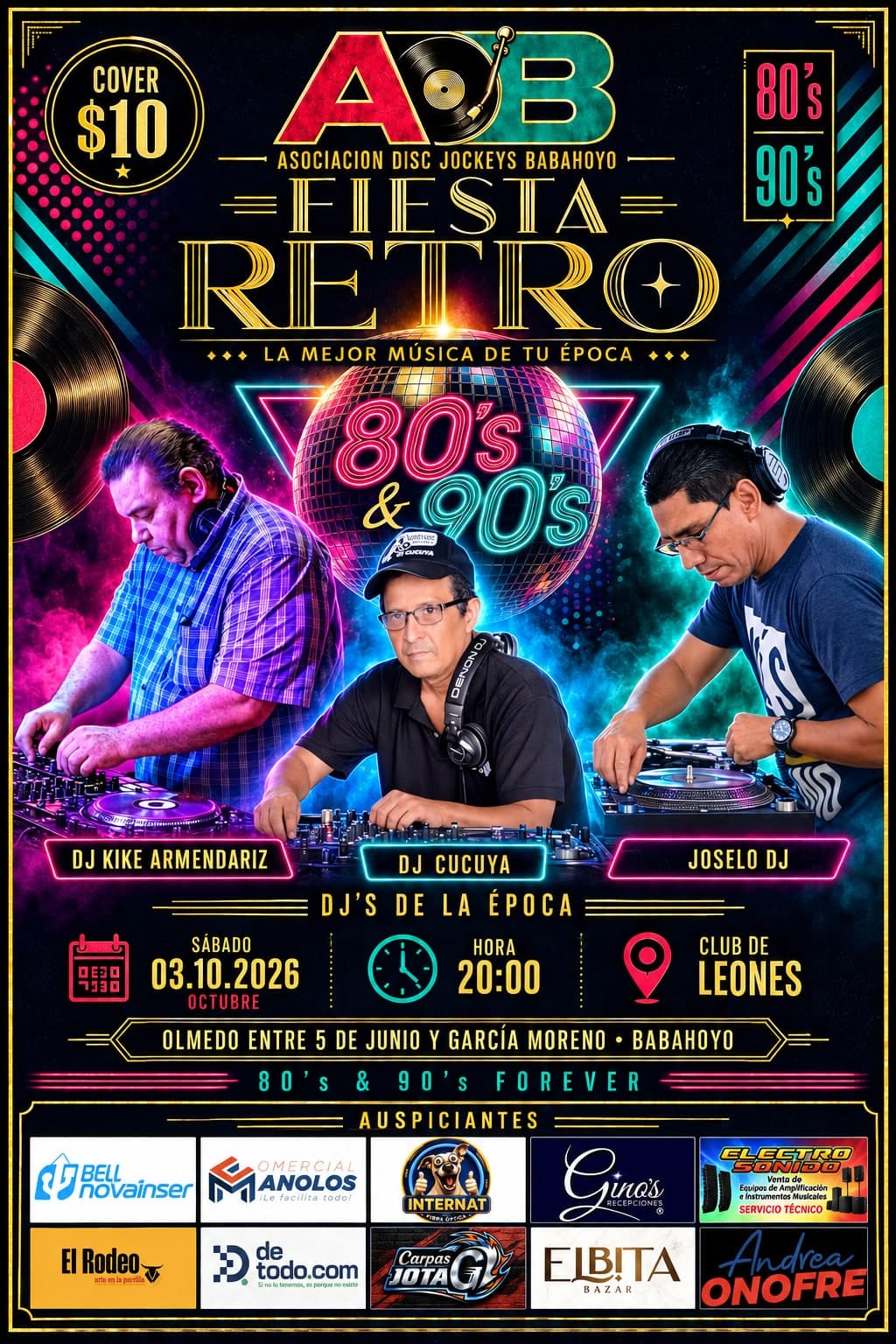 Afiche de la Fiesta Retro 80's & 90's